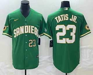 Men%27s San Diego Padres #23 Fernando Tatis Jr Number Green Cool Base Stitched Baseball Jersey->san diego padres->MLB Jersey